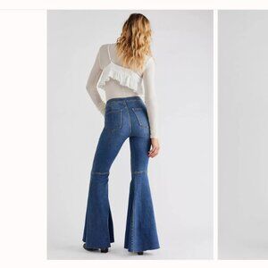 Free People Blue Flare Wide Leg Jeans Women's 30 Denim Jeans Sparkle 8